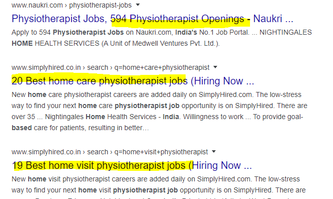 Home based Physiotherapist jobs