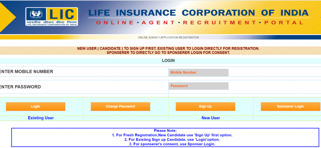 Apply online for LIC agent Licindia